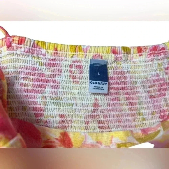 Pink Watercolor Floral Fit & Flare Floral Tie-Shoulder Mini Cami Dress S - Picture 11 of 14